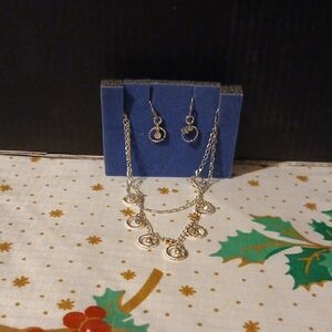 Double Strand Rhinestone Accent Anklet and Earring Set